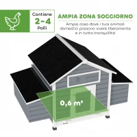 PawHut Pollaio Casetta per Galline con Tetto Apribile 150x100x96.5 cm Grigio(m-4)