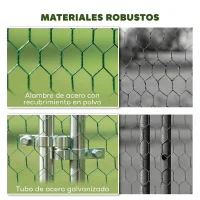 PawHut Gallinero para Exterior Grande 4x3x1,97 m 12 m² Gallinero de Acero Galvanizado con Puerta con Doble Cierre Plata(m-7)