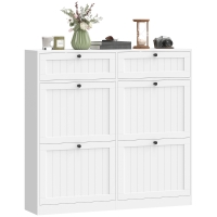 HOMCOM Meuble à chaussures 20 paires, armoire à chaussures étroite avec 4 tiroirs rabattables, 2 compartiments, blanc