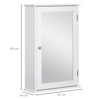 kleankin Specchio Bagno Contenitore con Anta Magnetica, Mobile Bagno con Specchio, Ripiano Regolabile, Bianco(m-3)
