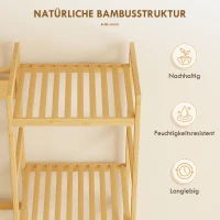 HOMCOM Garderobenständer mit Schuhregal, Kleiderhaken, Mantelständer, Sitzbank mit Kissen, für Flur, Eingangsbereich, Naturholz(m-5)