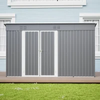 Metall-Gerätehaus mit Doppeltür, 311x123x181 cm, Grau(m-2)