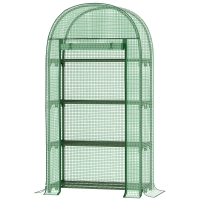 Outsunny 80 x 49 x 160cm Mini Greenhouse for Outdoor Use, Portable Gardening Plant House with Storage Shelf, Roll-Up Zippered Door, Metal Frame, and PE Cover, Green