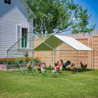 Hühnerstall mit Sitzleiter, 303x400x200 cm, Grau(m-4)