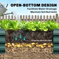 Outsunny Letto per Orto Rialzato in Metallo da Esterno, Portapiante per Fiori ed Erbe, 241x90,5x30cm(m-6)
