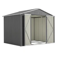 Metall-Gartenschuppen, breite Doppeltür, für Gartengeräte und Werkzeugaufbewahrung, 229x180x191 cm, Anthrazit(m-7)