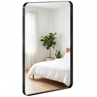 HOMCOM Rectangular Wall Mirror, 90 x 60 cm Wall Mounted Bathroom Mirror with Aluminium Alloy Frame and Tempered Glass, Black(m-6)