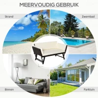 Outsunny 2-zits tuinbank tuinmeubelen tuinbank tuinbank loungebank poly-rotan staal(m-5)
