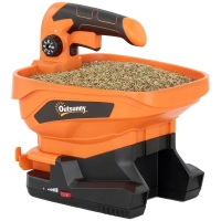 Outsunny Esparcidor Portátil 3,3 L 8 Niveles de Flujo Ancho Dispersión Ajustable Puerto USB para Césped Sal hasta 800 m² Naranja