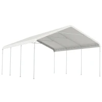 Outsunny Tenda para Garagem Portátil 5x6 m com Estrutura de Aço Galvanizado Impermeável Anti-UV Abrigo para Ferramentas Creme(m-1)