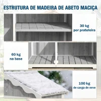 Outsunny Armário de Jardim de Madeira 105x55x179 cm Abrigo de Exterior com Portas 4 Prateleiras Extraíveis Teto Metal Galvanizado Cinza(m-8)