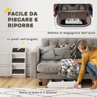 PawHut Scaletta per Cani e Gatti con 3 Scalini Antiscivolo, Design Pieghevole con Capacità 10 kg, Crema(m-5)