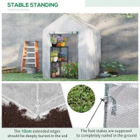 Outsunny Portable Greenhouse for Outdoor with 2 Tier Shelf, Small Gardening Plant Grow House, Roll-Up Zipped Door, PE Cover, 143 x 143 x 195cm, Green(m-7)