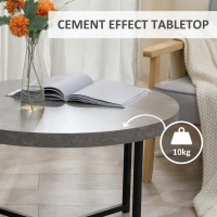 HOMCOM Round concrete-effect coffee table in wood and metal - Ø 80 x 45 cm - crossed base(m-5)