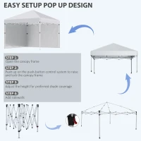 Outsunny 3 x 3 (M) Pop Up Gazebo - UPF 30+ with 2 Sidewalls, Leg Weight Bags, and Wheeled Bag, Height Adjustable Party Tent Event Shelter for Garden, Patio, White(m-5)