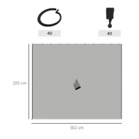 Outsunny Replacement Gazebo Curtains - 4-Panel Side Panels Only for 3 x 3 M Gazebos or Pergolas, with Hooks/C-Rings Included, Light Grey(m-3)