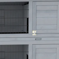 PawHut Hasenstall Kaninchenstall aus Holz mit 2 Etagen Asphaltdach Bodenwanne Türen für Kleintiere 136,4 x 50 x 93 cm Grau(m-9)