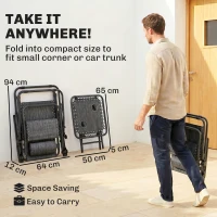 Outsunny 3pcs Folding Zero Gravity Chairs Sun Lounger Table Set w/ Cup Holders Reclining Garden Yard Pool, Light Grey(m-18)