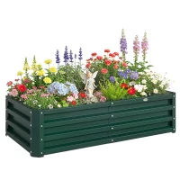 Outsunny Wysokie Grządki Pflanzkasten, odporna na warunki atmosferyczne, otwarte dno, stal galwanizowana, 120 cm x 60 cm x 30,5 cm, Zielony(m-11)