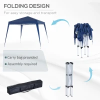Outsunny 3x3m Pop-up Garden Canopy Foldable Tent Steel Waterproof Oxford Polyester UV-Resistant with Carry Bag Blue(m-5)