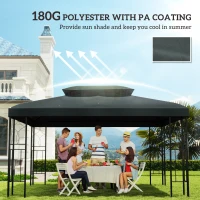 Outsunny 3x4m Gazebo Canopy Replacement Cover, 2 Tier Top Roof UV Cover Garden Patio Outdoor Sun Awning Shelters, Charcoal Grey (TOP COVER ONLY)(m-6)