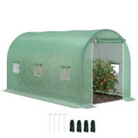 Outsunny Serre de Jardin Tunnel Surface Sol 8 m² 4L x 2l x 2,05H m châssis Tubulaire renforcé Porte zippée 6 fenêtres enroulables Vert(m-1)