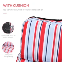 Outsunny Set of 2 Garden Sun Lounger Outdoor Reclining Seat Cushioned Seat Foldable Adjustable Recliner Red and White(m-5)