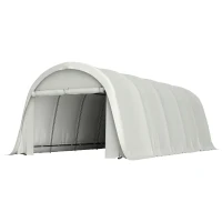 Carport Outsunny 3,6 x 7,2 m Rezistent, Garaj Portabil cu Protecție Solară UPF50+, Cadru Galvanizat, Ușă Mare Rulantă pentru Mașini, Camioane, Bărci, Motociclete, Biciclete, Alb Crem(m-10)