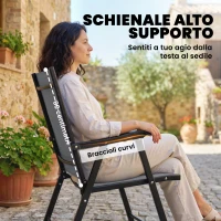Outsunny Set di 2 Sedie Pieghevoli con Schienale Alto E Braccioli, Grigio Chiaro(m-4)