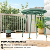 Outsunny Set Bistrò Rattan 3 Pezzi: 2 Sedie, Tavolo Rotondo Giardino, Verde.(m-7)