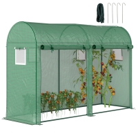 Outsunny Serre de Jardin, Petite Serre de Balcon en Bâche PE et Châssis Acier, Portes et Fenêtres Roulantes, pour Légumes et Fleurs, Intérieur et Extérieur, 300 x 100 x 200 cm, vert
