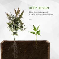 Outsunny Planter on Legs Flower Box dim. 70L x 35l x 30H cm Half-log Legs Slatted Pine Wood-look Body Carbonization-treated(m-4)