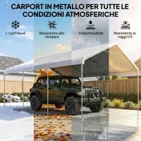 Outsunny Tenda Gazebo per Auto UV30+ in Poliestere e Metallo Zincato, 5x6 m, Bianco Crema(m-4)