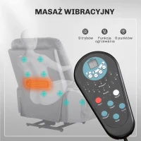 HOMCOM Elektryczny Fotel do Telewizora z Pomocą Wstawania, Funkcją Ciepła i Masażu, Pilotem i Kieszenią Boczną, Ciemnoszary(m-5)
