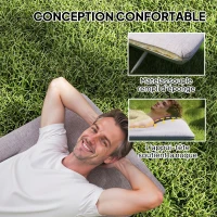 Outsunny Lit de camping pliable avec matelas transat chaise longue sac de rangement intégrée dim. 185L x 65l x 37H cm gris(m-5)