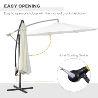 Outsunny 3M Banana Umbrella Parasol-Cream White(m-4)