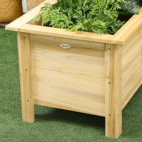 Outsunny Jardinera Elevada de Madera Macetero Exterior en Forma de L con Tela no Tejido Huerto Urbano 120x120x50 cm Natural(m-9)