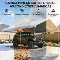 Outsunny Tenda para Garagem Portátil 5x6 m com Estrutura de Aço Galvanizado Impermeável Anti-UV Abrigo para Ferramentas Creme(m-4)