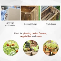 Outsunny Planter on Legs Flower Box dim. 70L x 35l x 30H cm Half-log Legs Slatted Pine Wood-look Body Carbonization-treated(m-6)