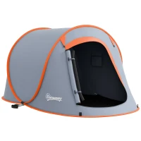 Outsunny Two-Man Pop-Up Dome Tent, with Accessories - Grey(m-10)
