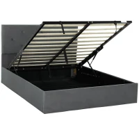 HOMCOM King Size Bed Frame Gas End Lift Under Bed Storage Upholstered Platform Bed Tufted Headboard for 150 x 200 cm Mattress(m-10)