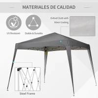 Outsunny Garden Canopy 3x3m Pop-up Folding Tent Steel Waterproof Polyester UV-Resistant with Carry Bag Gray(m-4)