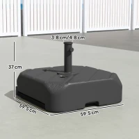 Outsunny Garden Parasol Base with Wheels, Telescopic Handle, 72 kg /45 kg Fillable Sun Umbrella Base Parasol Stand, Black(m-3)