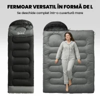 Outsunny Sac de Dormit Individual Ultraușor pentru Bărbați, Spațios, Termic, pentru Drumeții, Pescuit, Camping Outdoor(m-5)