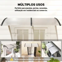 Outsunny Marquise para Portas e Janelas 195x75cm Marquise com Proteção para Sol e Chuva com Painéis de Policarbonato Transparente(m-6)