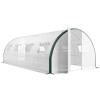 Outsunny Serre tunnel de jardin 18m², serre de jardin tunnel avec portes et 8 fenêtres, bâche PE 140g/m² 600 x 300 x 200 cm blanc(m-12)