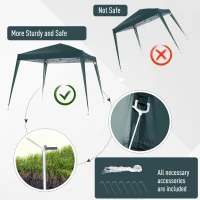 Outsunny Pop-up Folding Garden Gazebo Canopy 2.4 x 2.4 m Steel Polyester UV-Resistant with Carry Bag Dark Green(m-6)