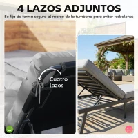 Outsunny Juego de 2 Cojines para Tumbonas 180x55 cm Cojines para Sillas de Jardín Gruesas UPF30+ con 4 Cintas Gris Claro(m-6)