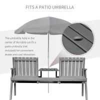 Outsunny 2-Seater Wooden Garden Furniture Bench - Antique Loveseat Chair and Table Conversation Set for Yard, Lawn, Porch, Patio, Grey(m-5)