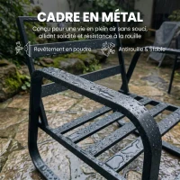 Outsunny Salon de Jardin 4 Pièces avec Coussins Déhoussables Très Épais 10cm Table Basse en Verre Trempé Noir(m-5)